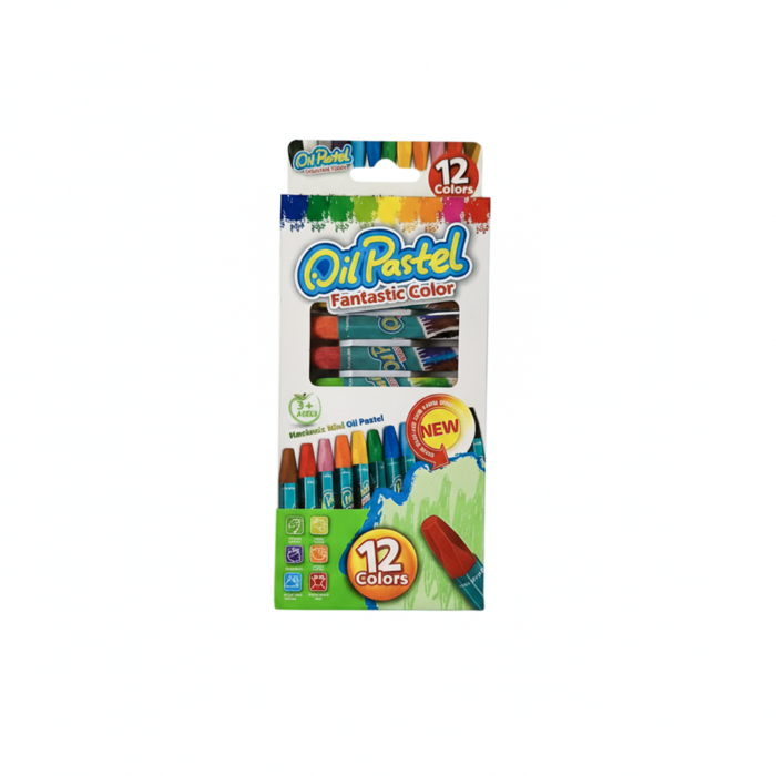 Fantastic Color Non-Toxic Mini Oil Pastel Set - 12 Vibrant Colors (Model NO 010-12)