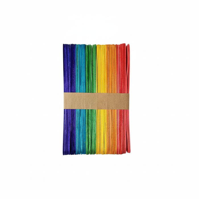 Rainbow Wooden Craft Sticks - Colorful Popsicle Sticks for DIY Art & School Projects (Model HS-2)