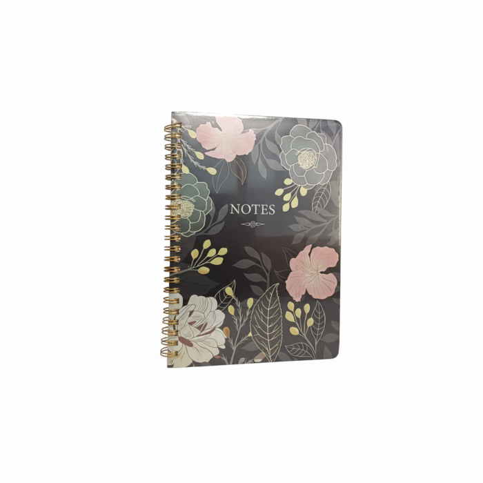 Premium A5 Floral Spiral Notebook – Model 35/16-20 Elegant Gold Wire-O Journal for Notes, Planning, and Daily Journaling